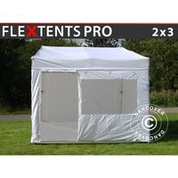 Faltzelt Faltpavillon Wasserdicht FleXtents pro Trapezo 2x3m Weiß, mit 4 Seitenwänden - Weiß von DANCOVER