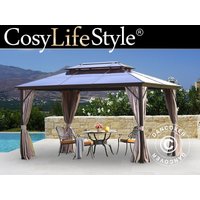 Pavillon Santa Ana mit Vorhängen und Moskitonetz, 3x4m, Braun von DANCOVER