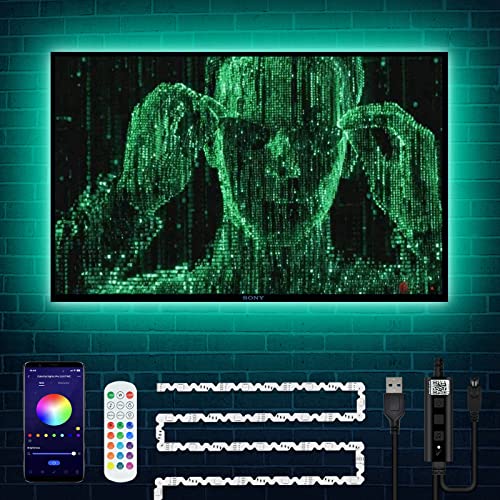 DANCRA LED Strip 5m, RGB LED Streifen Bluetooth LED TV Hintergrundbeleuchtung für 60 bis 80 Zoll, USB TV Beleuchtungs Upgrade, App Steuerung, Musik Sync, Dekoration für Fernseher, PC-Bildschirm von DANCRA