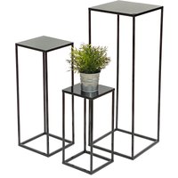 Blumenhocker Metall Schwarz Eckig 3er Set Blumenständer Beistelltisch 434 Blumensäule Modern Pflanzenständer Pflanzenhocker - Dandibo von DANDIBO