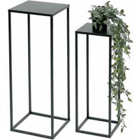 Blumenhocker Metall Schwarz Eckig Blumenständer Beistelltisch 96315 2er Set Blumensäule Modern Pflanzenständer Pflanzenhocker - Dandibo von DANDIBO