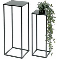 Blumenhocker Metall Schwarz Eckig Blumenständer Beistelltisch 96315 2er Set Blumensäule Modern Pflanzenständer Pflanzenhocker - Dandibo von DANDIBO