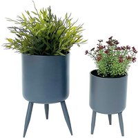 Dandibo - Blumentopf mit Füßen Pflanztopf Blumenkübel mit Beinen Metall Grau 2er Set 96260 Modern Pflanzenständer von DANDIBO