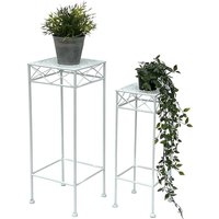 Dandibo - Blumenhocker Weiß Metall Eckig Blumenständer 96314 2er Set Beistelltisch Blumensäule Modern Pflanzenständer Pflanzenhocker Dandibo - Blumenhocker Weiß Metall Eckig Blumenständer 96314 2er Set Beistelltisch Blumensäule Modern Pflanzenständer Pflanzenhocker von DANDIBO