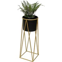 Dandibo - Blumenhocker mit Topf Metall Gold Schwarz l 70 cm Blumenständer 96046 Blumensäule Modern Pflanzenständer Pflanzenhocker von DANDIBO