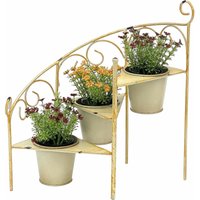 Blumentreppe Metall 38 cm Blumenständer mit 3 Töpfe 96098 Gelb Blumenständer Shabby Chic Blumensäule Pflanzenständer Pflanzentreppe - Dandibo von DANDIBO