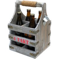 DanDiBo Bierträger mit Flaschenöffner Flaschenträger 4 Takt 96034 Flaschenkorb aus Holz 4er Bier von DANDIBO