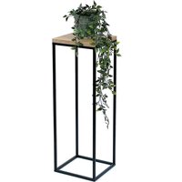 Dandibo - Blumenhocker Metall Holz Schwarz Eckig 70 cm Blumenständer Beistelltisch 96352 Blumensäule Modern Pflanzenständer Pflanzenhocker von DANDIBO