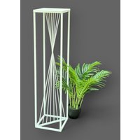 DanDiBo Blumenhocker Metall Weiß Eckig 100 cm Blumenständer Beistelltisch 96568 Blumensäule Pflanzenständer Pflanzenhocker Design Modern von DANDIBO