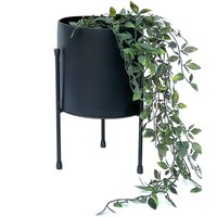Blumenhocker mit Topf Metall Schwarz 32 cm Blumenständer 96261 Blumensäule Modern Pflanzenständer Pflanzenhocker - Dandibo von DANDIBO