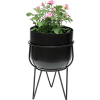 DanDiBo Blumenhocker mit Topf Metall Schwarz 42,5 cm Blumenständer 96151 Blumensäule Modern Pflanzenständer Pflanzenhocker von DANDIBO