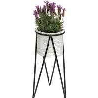 DanDiBo Blumenhocker mit Topf Metall Schwarz Weiß S 50 cm Blumenständer 96043 Blumensäule Modern Pflanzenständer Pflanzenhocker von DANDIBO