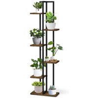 DanDiBo Blumenregal Indoor Metall Schwarz 6 Etagen Holz 96582 Blumentreppe 120 cm Pflanzenständer Modern Blumenständer Design von DANDIBO