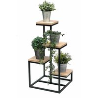 Blumentreppe Metall Schwarz Holz 75 cm Pflanzentreppe Blumenständer 96355 Blumensäule Modern Pflanzenständer Blumenhocker - Dandibo von DANDIBO