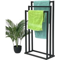 Dandibo - Handtuchhalter Stehend Schwarz Matt Metall KW449 3-armig Badetuchhalter mit 3 Handtuchstangen Badezimmer Badezimmermöbel Modern Dandibo - Handtuchhalter Stehend Schwarz Matt Metall KW449 3-armig Badetuchhalter mit 3 Handtuchstangen Badezimmer Badezimmermöbel Modern von DANDIBO