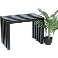 DanDiBo Hocker Metall Schwarz Sitzbank Massiv Wetterfest 60 cm Sitzhocker 96446 Modern Bank Lamellenhocker von DANDIBO