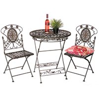 DanDiBo Sitzgruppe Eisen Garten Antik Bistroset AVIS Bistrotisch mit 2 Stühlen klappbar Metall Gartentisch von DANDIBO