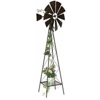 Windrad Metall 170 cm kugelgelagert Braun Windspiel Gartenstecker 96019 Windmühle Wetterfest Gartendeko Garten Bodenstecker - Dandibo von DANDIBO