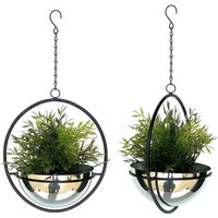 Dandibo - 2er Set Blumenampel Innen Metall Wand Hängepflanzen 53 cm 96087 m mit Topf Silber Pflanzenhänger Blumenhänger Topfhänger Blumen von DANDIBO