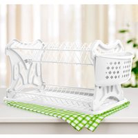 Dandibo - Abtropfgestell Geschirr 2 Etagen Weiß Abtropfständer PK52 Abtropfkorb Abtropfgitter Abtropfschale Tellertrockner mit Untersetzer und Dandibo - Abtropfgestell Geschirr 2 Etagen Weiß Abtropfständer PK52 Abtropfkorb Abtropfgitter Abtropfschale Tellertrockner mit Untersetzer und von DANDIBO