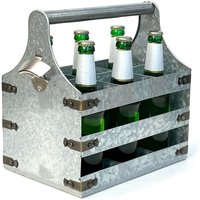 Bierträger Metall mit Öffner 96403 Flaschenträger 6 Flaschen Flaschenöffner Flaschenkorb Männerhandtasche Männergeschenke - Dandibo von DANDIBO