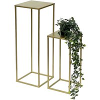 Dandibo - Blumenhocker Metall Gold Eckig 2er Set Blumenständer Beistelltisch 96406 Blumensäule Modern Pflanzenständer Pflanzenhocker von DANDIBO