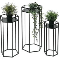 Blumenhocker Metall Schwarz 6eck Blumenständer Beistelltisch 96453 3er Set Pflanzenständer Blumensäule Modern Pflanzenhocker - Dandibo von DANDIBO