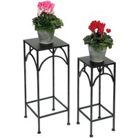 Blumenhocker Metall Schwarz Eckig Blumenständer 96132 2er Set Beistelltisch Blumensäule Modern Pflanzenständer Pflanzenhocker - Dandibo von DANDIBO