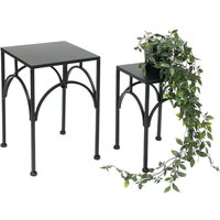 Blumenhocker Metall Schwarz Eckig Blumenständer Beistelltisch 96449 2er Set Pflanzenständer Blumensäule Modern Pflanzenhocker - Dandibo von DANDIBO