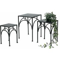 Blumenhocker Metall Schwarz Eckig Blumenständer Beistelltisch 96449 3er Set Pflanzenständer Blumensäule Modern Pflanzenhocker - Dandibo von DANDIBO