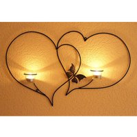 Doppelherz Wandteelichthalter Herz 65 cm Teelichthalter aus Metall Wandleuchter von DANDIBO