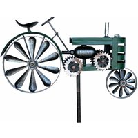 Dandibo - Gartenstecker Metall Traktor xl 160 cm Trecker Grün 96106 Windspiel Windrad Wetterfest Gartendeko Garten Gartenstab Bodenstecker von DANDIBO