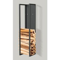 Dandibo - Kaminholzregal Innen Metall Schwarz Kaminholzständer 100 cm mit Rückwand an der Wand Hängend 96357 Holzkorb Kaminholzhalter Holzregal von DANDIBO