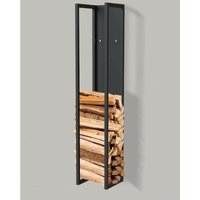 Kaminholzregal Innen Metall Schwarz Kaminholzständer 120 cm mit Rückwand an der Wand Hängend 96465 Holzkorb Kaminholzhalter Holzregal - Dandibo von DANDIBO