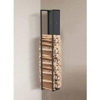 Dandibo - Kaminholzregal Innen Metall Schwarz Kaminholzständer 140 cm mit Rückwand an der Wand Hängend 96539 Holzkorb Kaminholzhalter Holzregal von DANDIBO