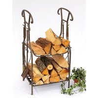 Dandibo - Kaminholzregal mit Kaminbesteck 130007 Kaminholzständer 94 cm Holzkorb Kaminset von DANDIBO