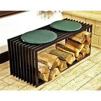 Dandibo - Kaminholzständer Bank D-Stil 100 cm Kaminholzregal Holzkorb Kaminholzhalter von DANDIBO