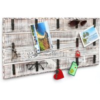 Memoboard Holz Weiß Wandorganizer mit 15 Klammern 93914 Pinnwand Memotafel handgemacht Vintage - Dandibo von DANDIBO