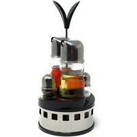 Menage Essig und Öl Spender Glas Salz Pfeffer Set Edelstahl 209 Silber Glas Ölspender von DANDIBO