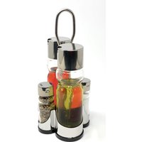 Menage Essig und Öl Spender Glas Salz Pfeffer Set Edelstahl 210 Silber Glas Ölspender von DANDIBO