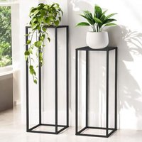 Pflanzenständer 96587 Metall 100 cm und 70 cm Schwarz Eckig 2er Set Beistelltisch Hoch Blumenhocker Blumenständer Modern Design - Dandibo von DANDIBO