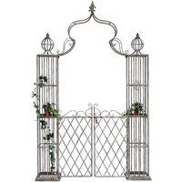 Rosenbogen mit Tor Pforte Metall 275x170 cm Rundbogen Torbogen Pergola 110241 Schmiedeeisen Rankhilfe Gartentor - Dandibo von DANDIBO