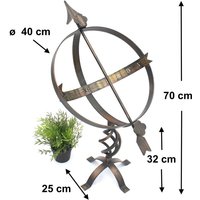 Dandibo - Sonnenuhr Garten Groß Metall Patina Schmiedeeisen Deko Wetterfest 70 cm Gartenuhr Uhr von DANDIBO
