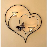 Dandibo - Wandteelichthalter Herz 39 cm Teelichthalter Metall Wandleuchter Kerzenhalter von DANDIBO