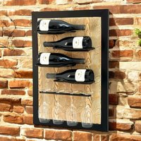 Dandibo - Weinregal Wand Metall Schwarz 4 Flaschen mit Glashalter 96617 Weinhalter Wandregal Modern Flaschenhalter Design Wanddeko von DANDIBO
