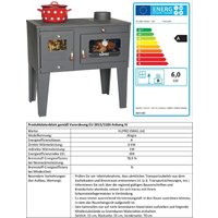 Eek a Kaminofen mit Backfach und Herdplatte Alegra 93894 6 kW Kamin Mehrfachbelegung Holzofen Ofen Holz Holzherd Küchenhexe Kochplatte Küchenofen von DANDIBO