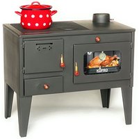 EEK A Kaminofen mit Backfach und Herdplatte 93894 7,5 kW Kamin Gartenofen Küche Outdoor Ofen Holz von DANDIBO