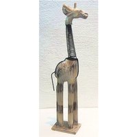Dandibo - Giraffe aus Holz Deko Holzgiraffe Weiß Antik 70 cm von DANDIBO