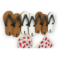 Hakenleiste Sandalen MR91 Garderobenleiste Holz Metall Weiß Handtuchhalter 60 cm Garderobenhaken Garderobe Wand Handtuchhaken Vintage von DANDIBO