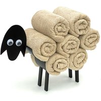 Dandibo - Handtuchhalter Schwarz Metall Schaf mit Wackelaugen wc Handtuchregal Gäste Bad Gästehandtuchhalter von DANDIBO